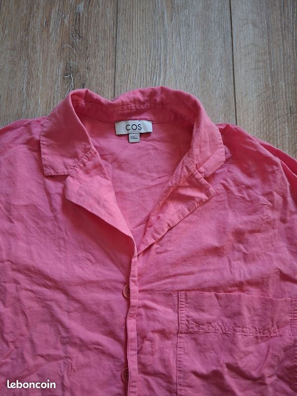 Chemisette femme COS rose en lin et coton Manches courtes Taille M (image 7)