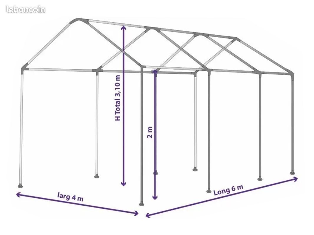 Chapiteau 4x6m Tente de Réception Barnum PVC étanche - Livraison Gratuite (image 3)