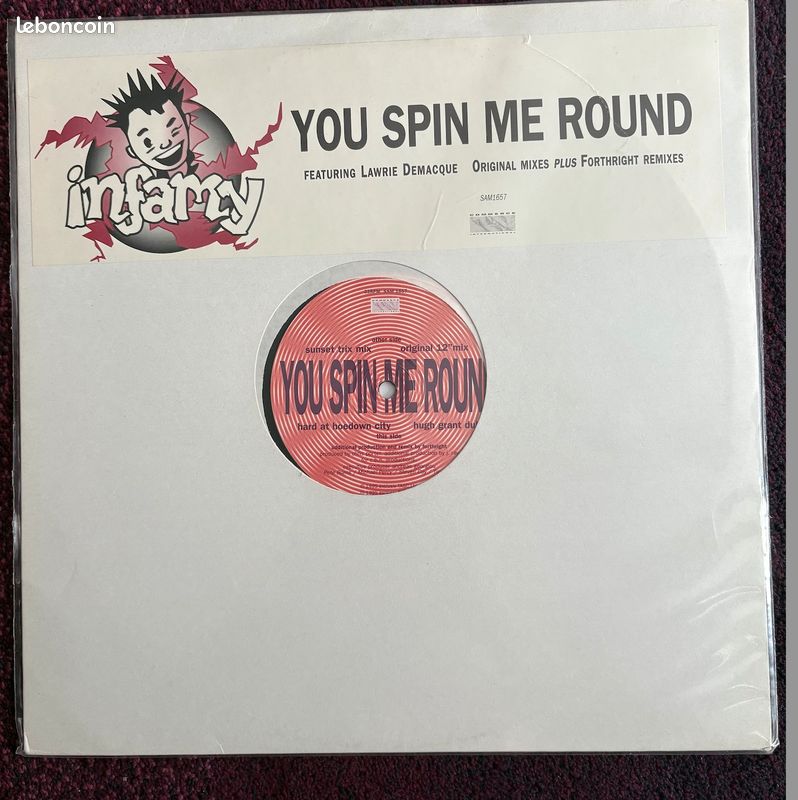 Vinyle - maxi UK - Infamy Feat Lawrie Demacque + George Michael + lettre signée - You Spin Me Round (1995) - Dead Or Alive - Promo LP (image 1)