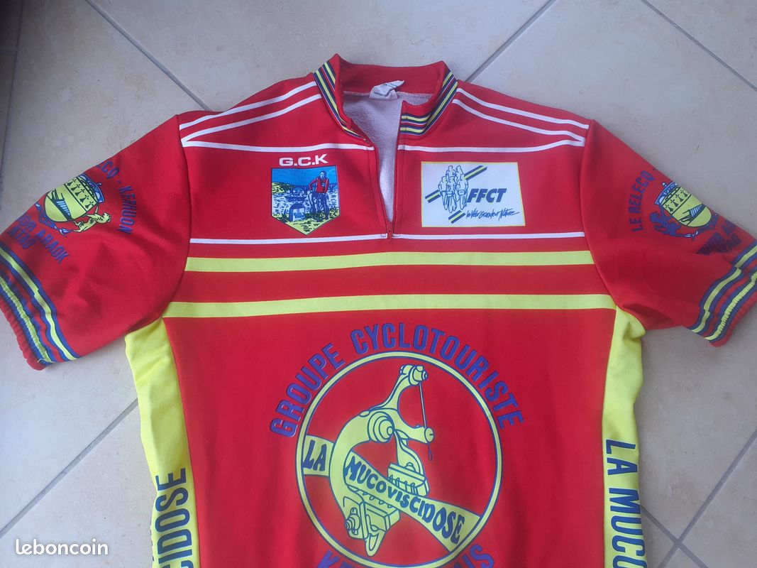 Maillot Cycliste Acrylique VCM Rouge Tricots du rocher 70'S Vintage - 2