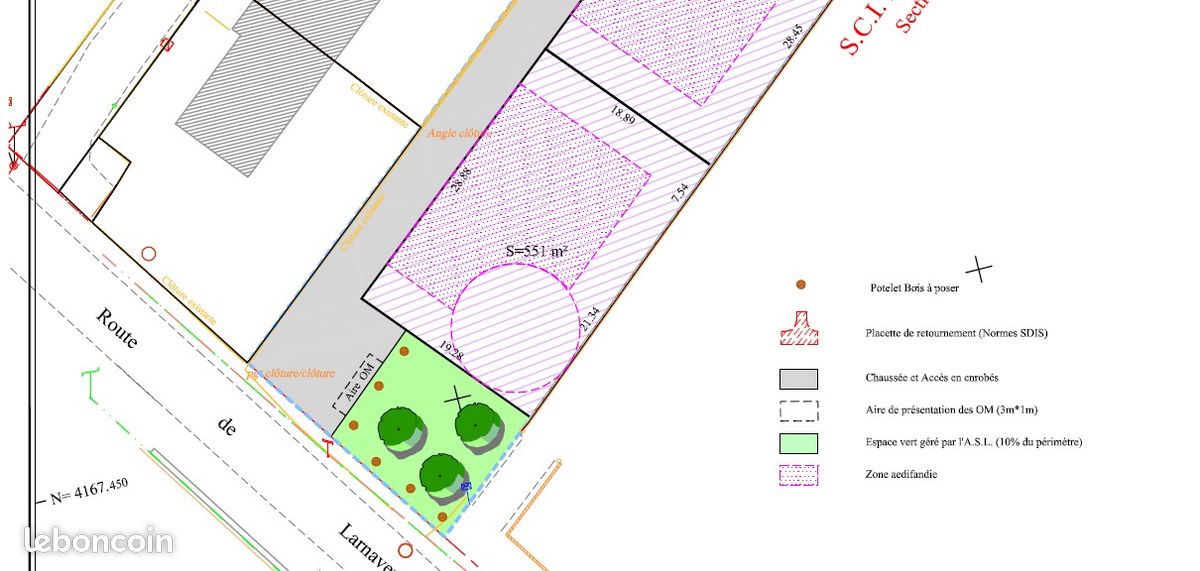 Terrain à bâtir 551 m² – Larnavey – Viabilisé – Assainissement collectif · à Saint-Selve · 135 000 €