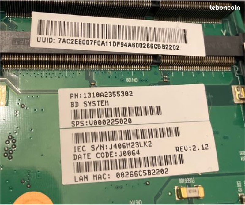 Carte mère TOSHIBA C655 C650 6050A2355301-MB-A03 HS (image 2)