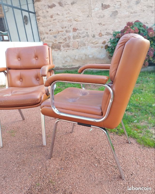 Fauteuil design cuir 1980 (image 2)