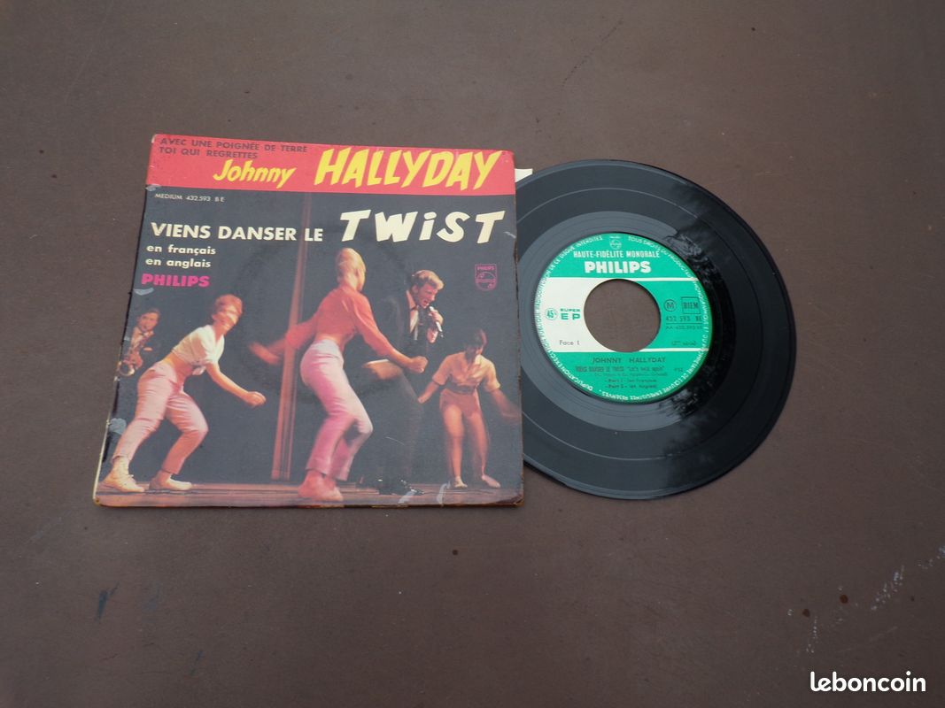 VINYLE 45T JOHNNY HALLYDAY VIENS DANSER LE TWIST 2EME SERIE avec languette (image 1)