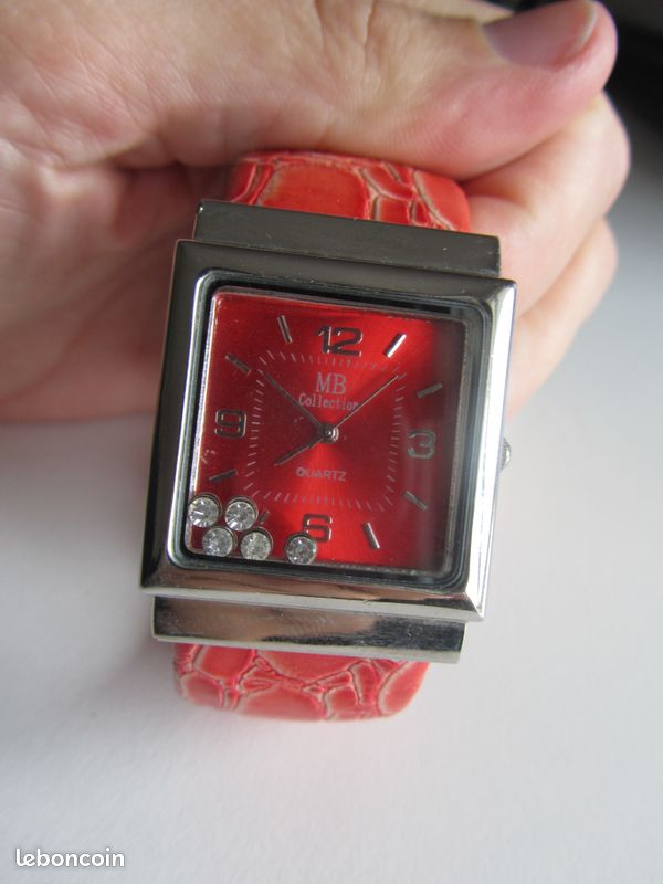 Montre Bracelet MB Collection Quartz rouge/rose diamant Très bon état (image 5)