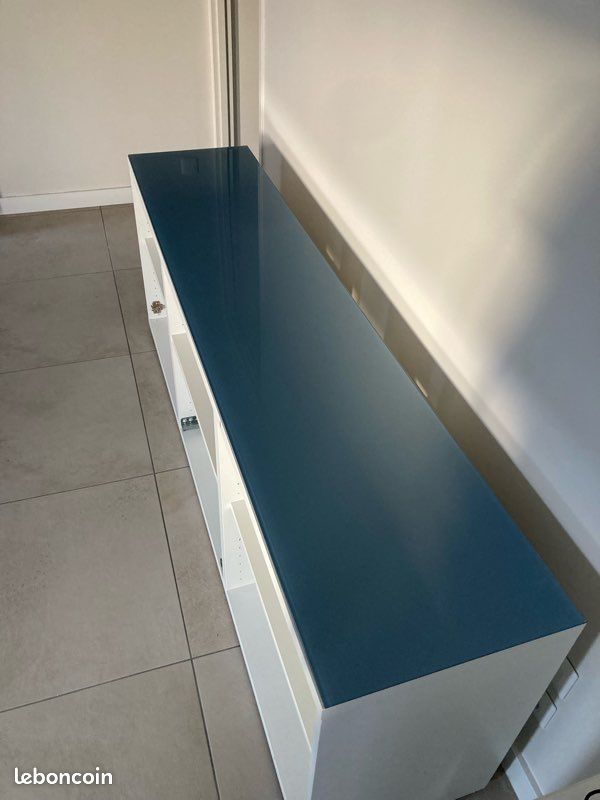 Plateau verre bleu IKEA besta (image 1)