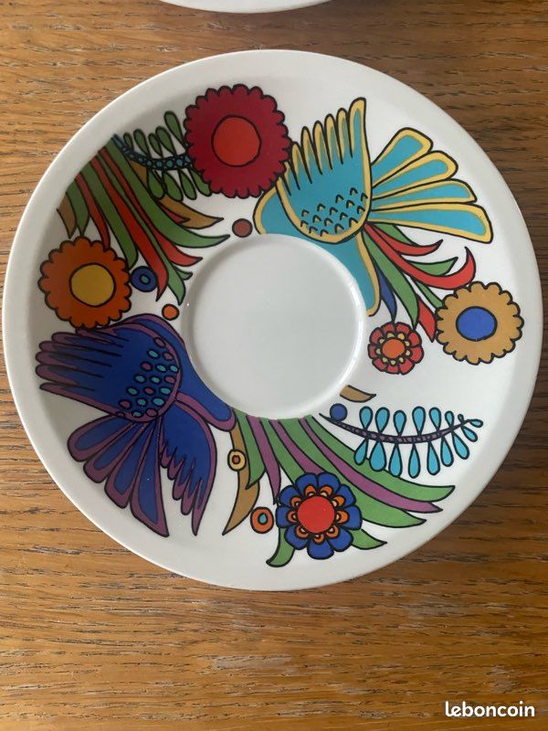 Vintage Villeroy & Boch « Acapulco » – 1 Ravier & 3 Sous-tasses (Estampilles Luxembourg - Parfait état) (image 5)