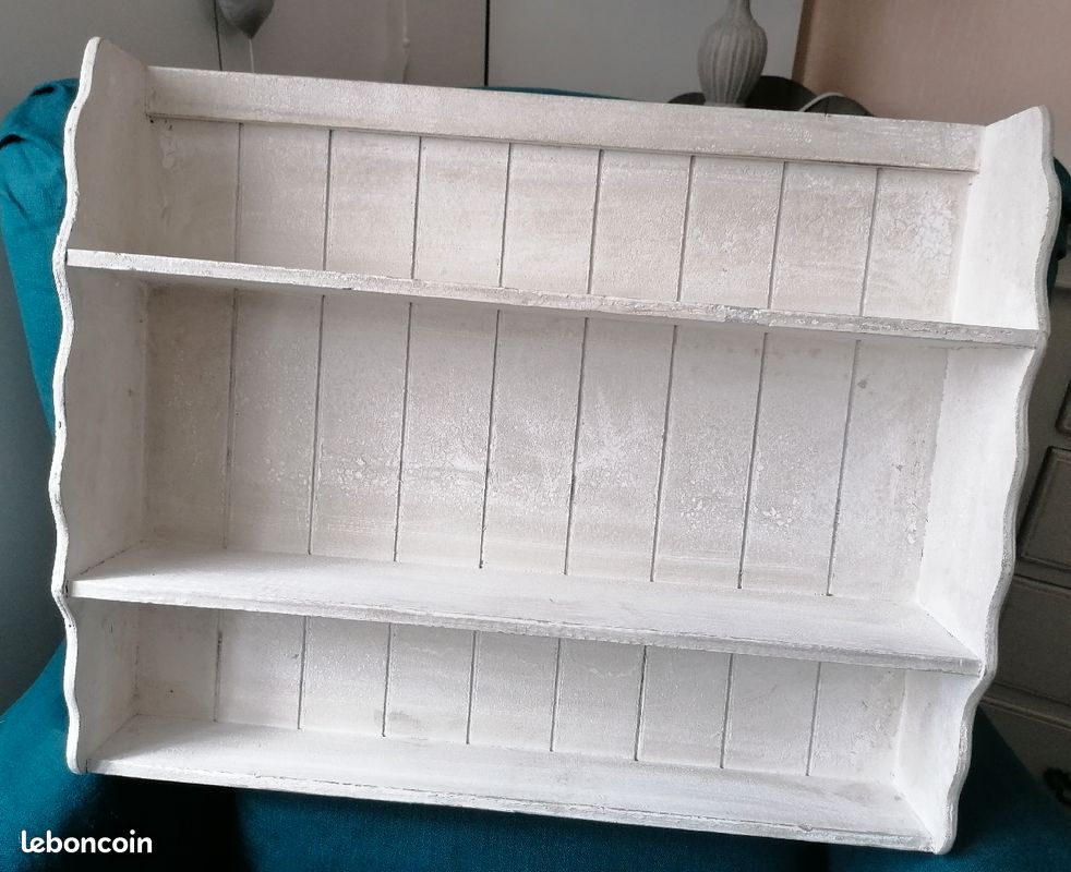 Étagère Murale En Bois Biscottini – Finition Blanc Antique, 46x17x22 Cm, Fabriquée En Italie
