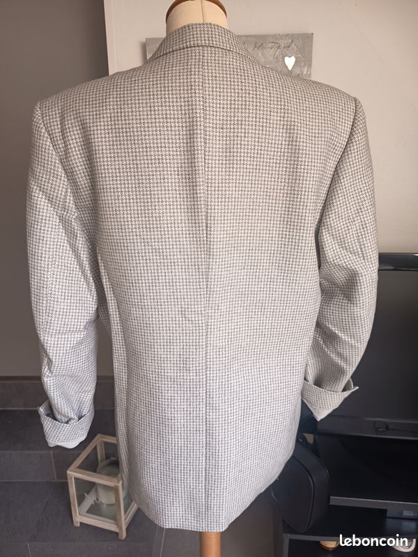 Blazer à carreaux tons gris en laine vintage taille 38 (image 5)