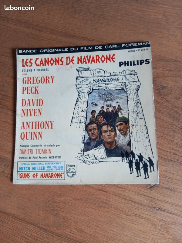 VINYLE 45 Tours d'origine Philips B.O du FILM LES CANONS DE NAVARONE Gregory PECK David NIVEN Anthony QUINN / bobp (image 1)
