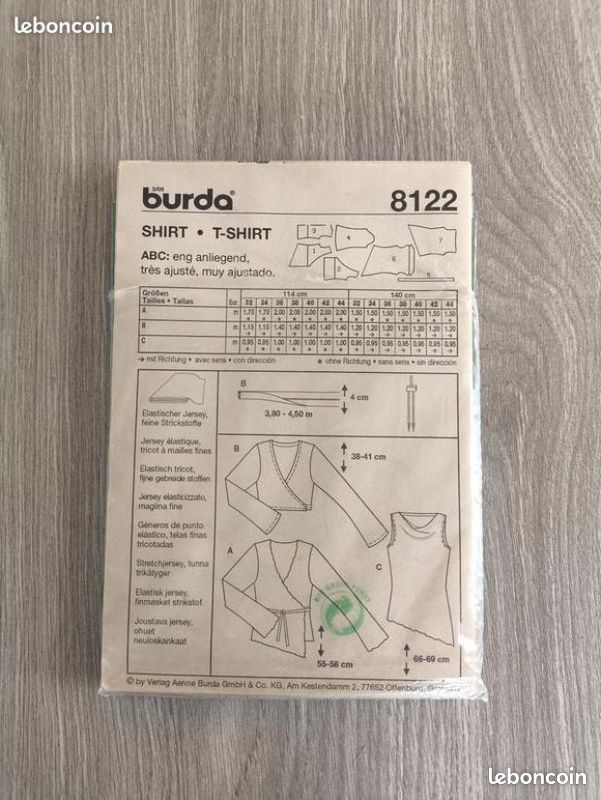 Patron Burda Young Fashion 8122 - T-shirt et top ajuste - Tailles 32 a 44 (image 2)