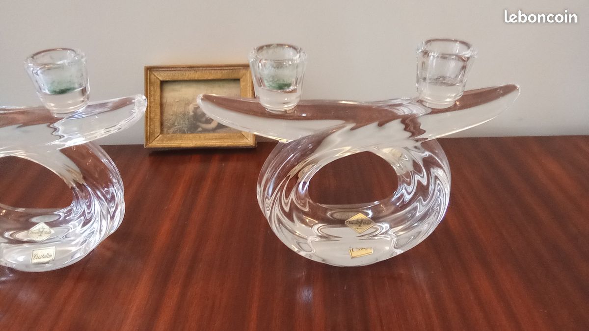 Paire de chandeliers .CRISTALLIN DE VANNES. VINTAGE (image 3)