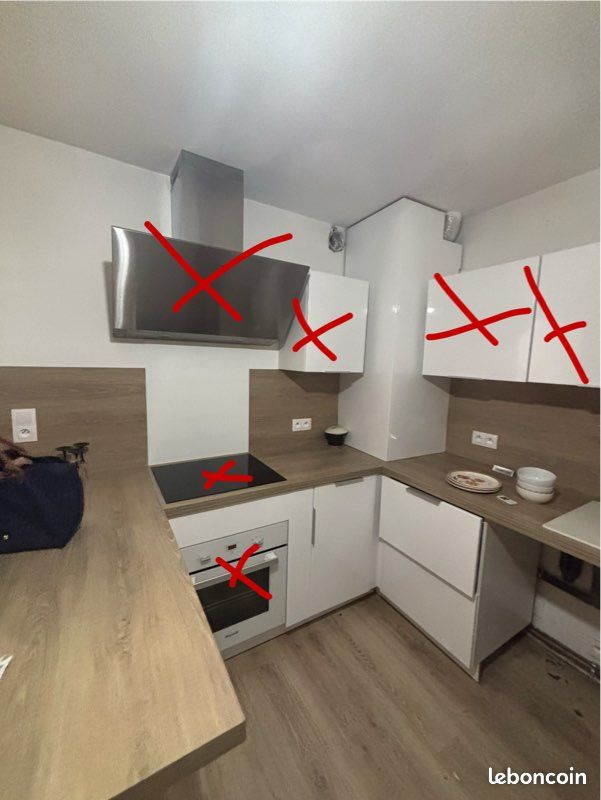 Ensemble meubles bas de cuisine (blancs) + plans de travail effet bois (image 2)