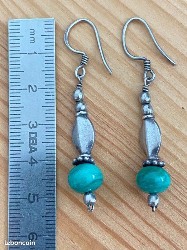 Boucles d’oreilles en argent avec malachite (image 7)