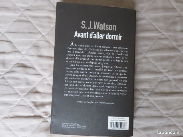 S.J. WATSON – Avant d'aller dormir (France Loisirs 2012) (image 2)