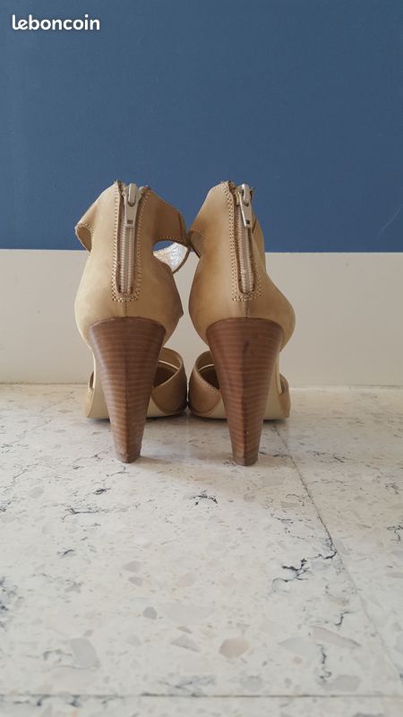 Sandales montantes beige femme (image 3)