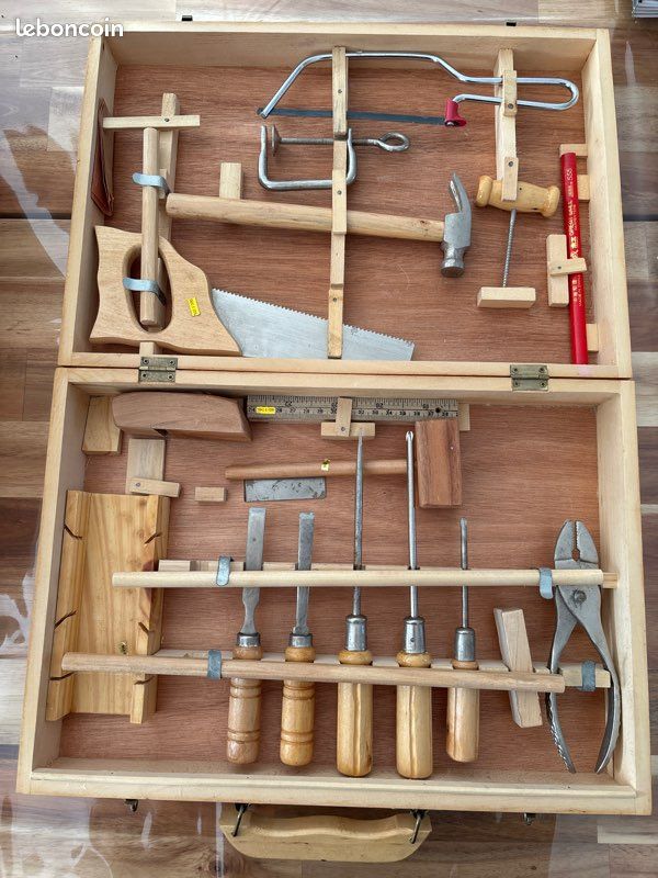 Malette Bricolage Menuisier, outils Bois et Métal, Jouet Ancien