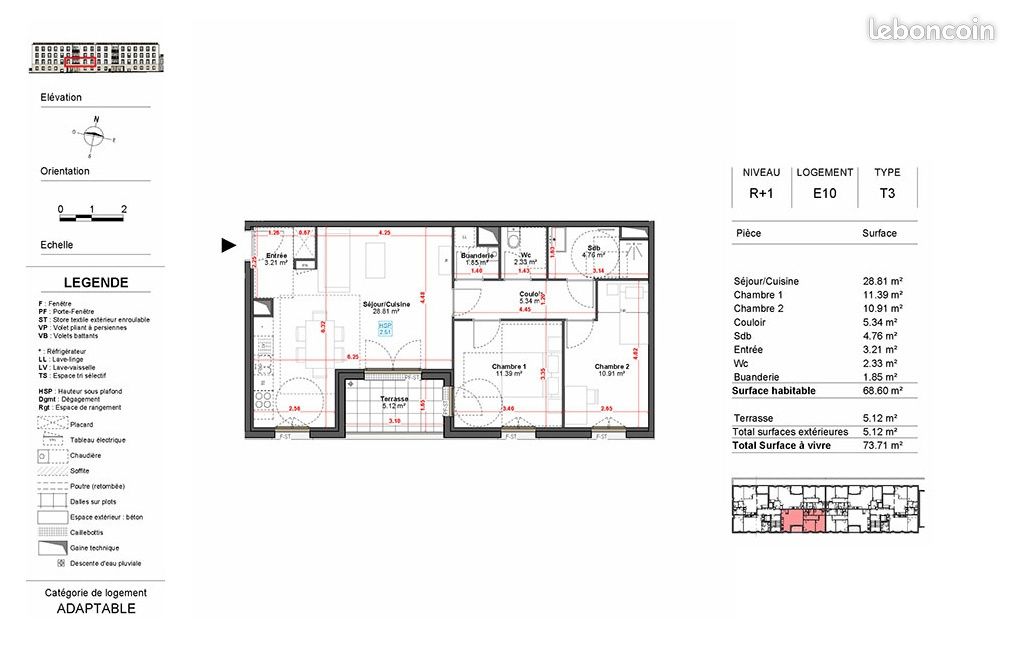 Appartement 3 pièces 69 m² (image 3)