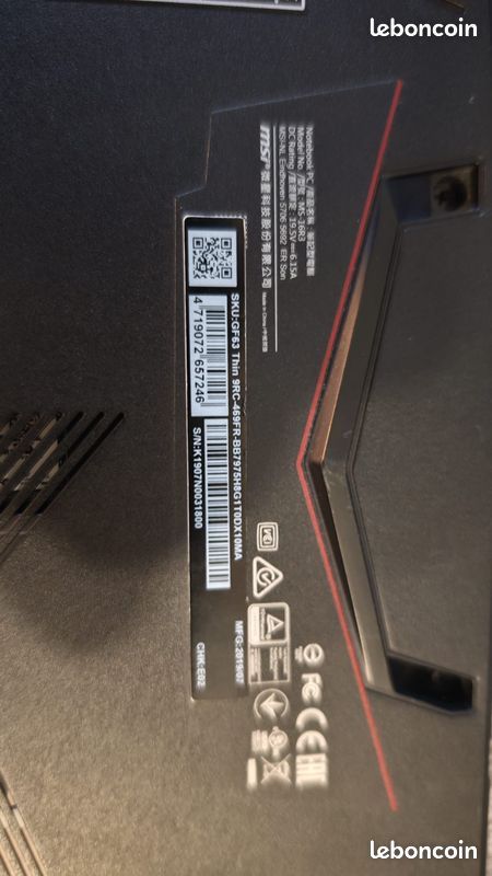 PC Portable Gaming 15" MSI GF63 Thin 10SCSR-1649FR (image 6)