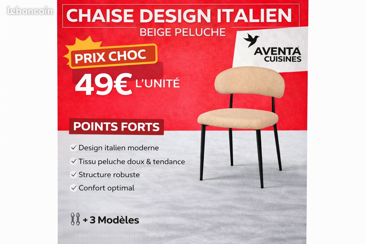 Chaise beige NOVA – Ambiance chaleureuse & moderne – 49 | Feyzin (image 1)