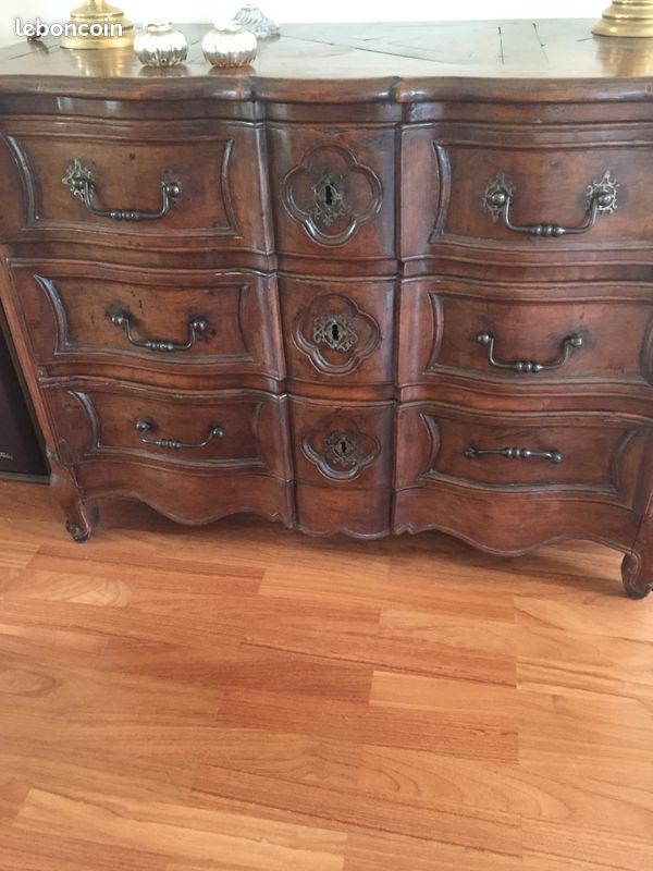 Belle Commode 18eme Arbalète Noyer Massif (image 8)