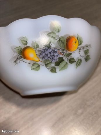 Plat à Beurre Vintage Arcopal - Motif Fruits (pommes, Poires, Raisins), 18 Cm, France