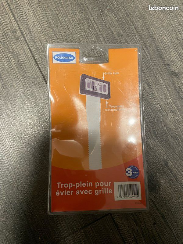 Kit trop-plein pour évier avec grille inox ROUSSEAU - Neuf (image 1)
