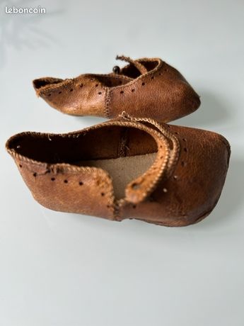 Chaussure Miniature Poupée Jumeau 14 Cm - Cuir - XIXe - France - Très Rare