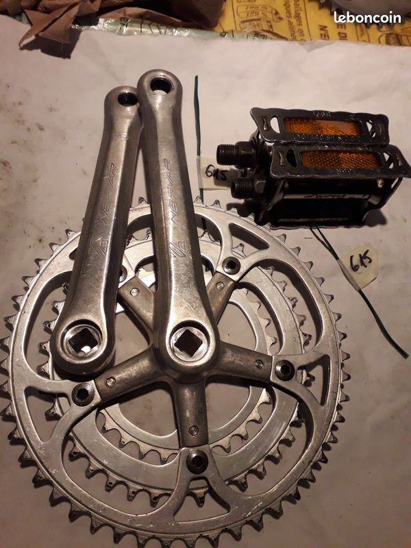 Manivelle 3 Bras Nervalux + Plateaux 50/47 Dents - Acier Chromé, Pour Vélo Route (occasion)