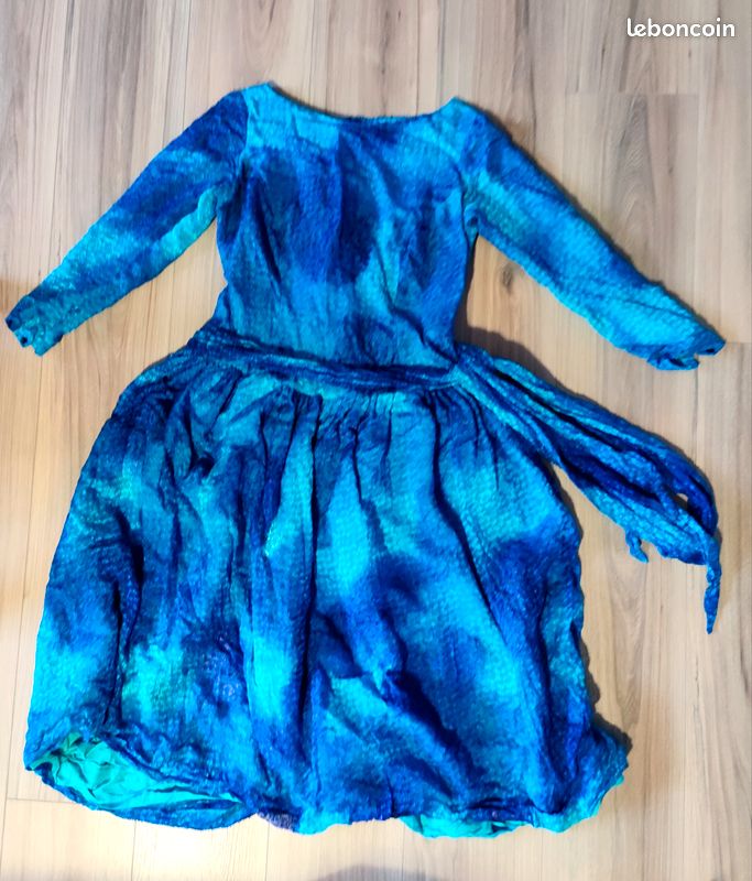 Superbe robe vintage 50s camaïeu bleu pin up cocktail chic glamour