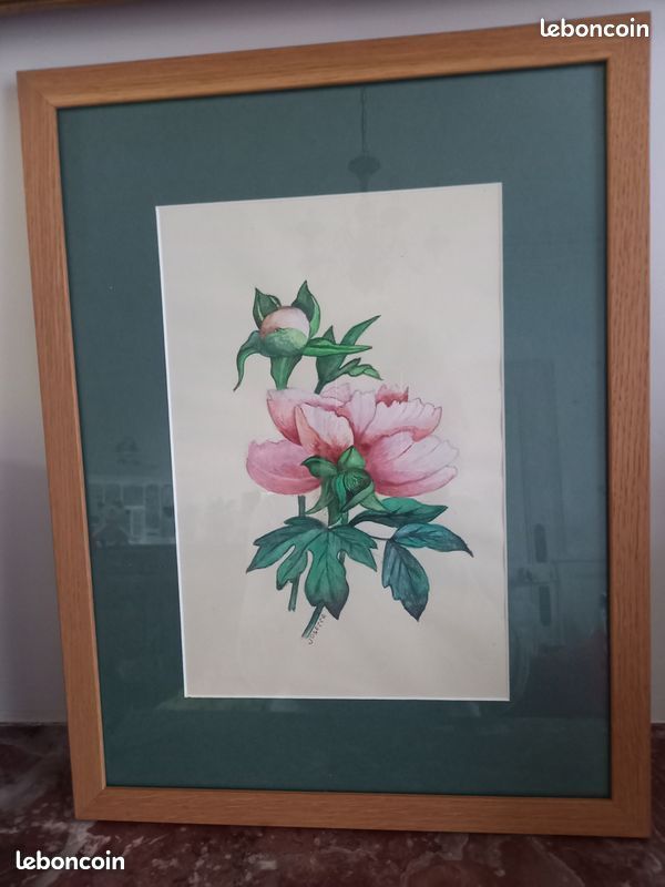 Peinture rose à la gouache ( encadrée ) (image 1)