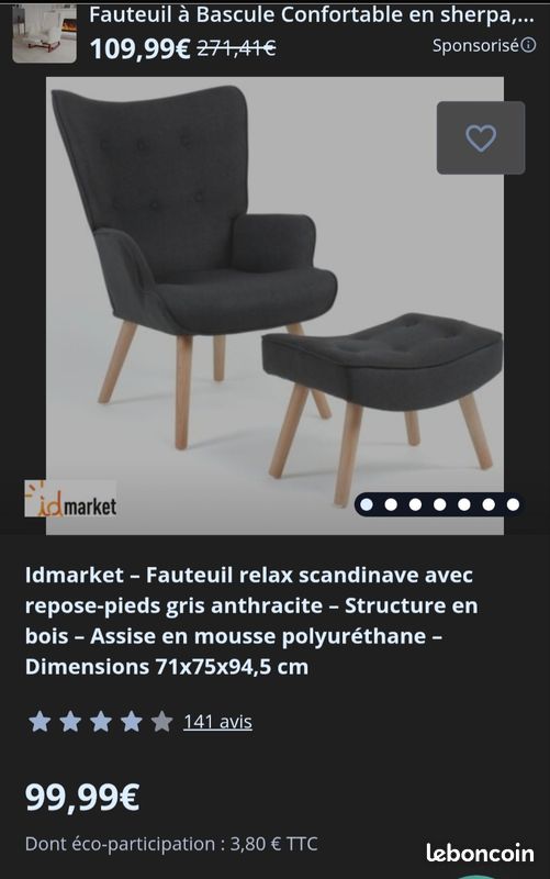 Fauteuil Ivar Repose-pieds Tissu Velours Fauteuil Scandinave IDMarket Ivar Avec Repose-pieds - Tissu Patchwork Velours Bleu Canapé Tissu Velours Bleu