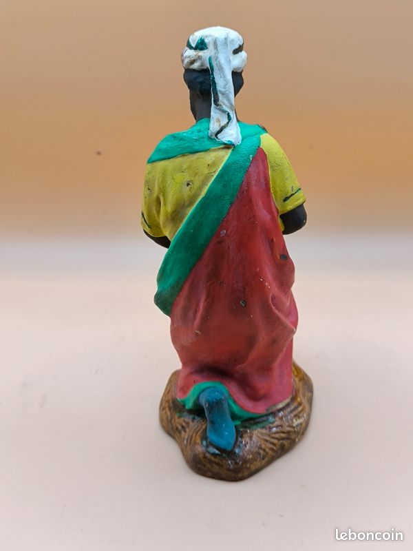 Ancien Santon Crèche Devineau Taille 3 : Roi Mage Maure - Occasion