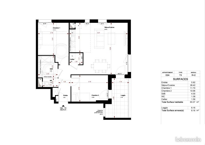 Appartement a louer bussy-saint-georges - 3 pièce(s) - 63 m2 - Surfyn