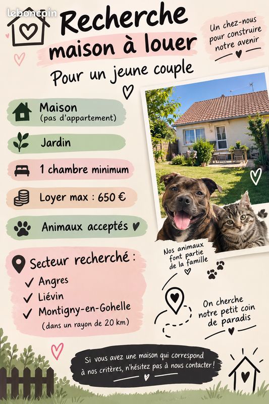 Maison 4 pièces 84 m² · à Lens · 84 m² · 650 €/mois