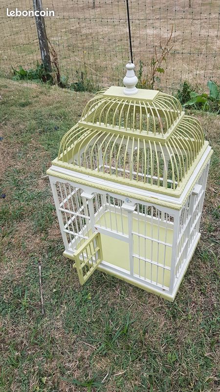 Cage à oiseaux vintage en bois (image 4)