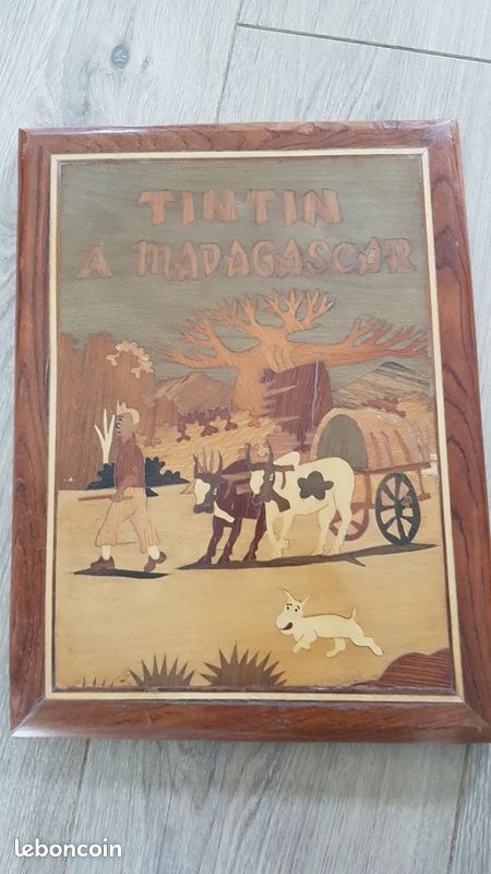 Tableau marqueterie tintin à Madagascar (image 1)