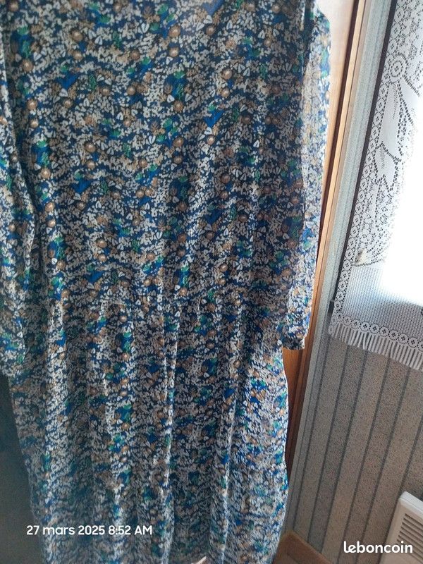 Robe Manches Courtes Imprimée Multicolore Jacqueline Riu - Taille 36 - Occasion En Très Bon état