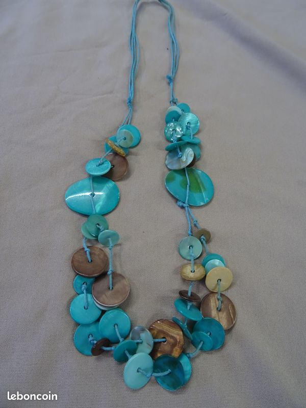 Collier Vintage En Turquoise - Modèle N660 - Bijou Occasion, Pierre Dominante Turquoise
