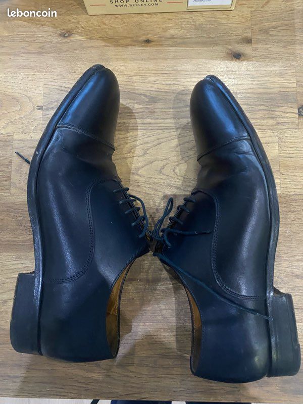 Derbies BEXLEY En Cuir Noir - Taille 43.5 - Chaussures Homme élégantes Fabriquées En France, D'occasion