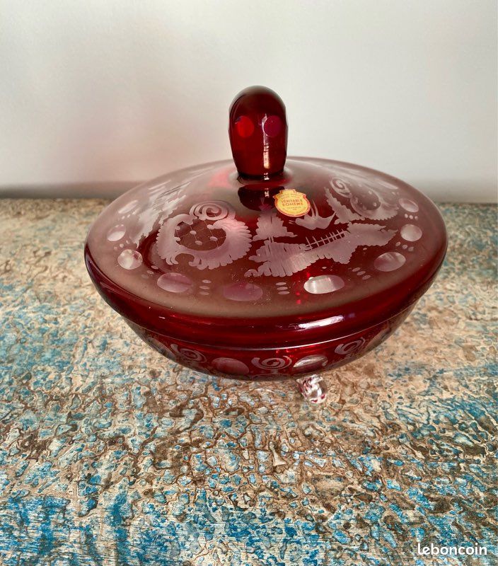 Petite boîte ronde en cristal - ANTIQU'ART