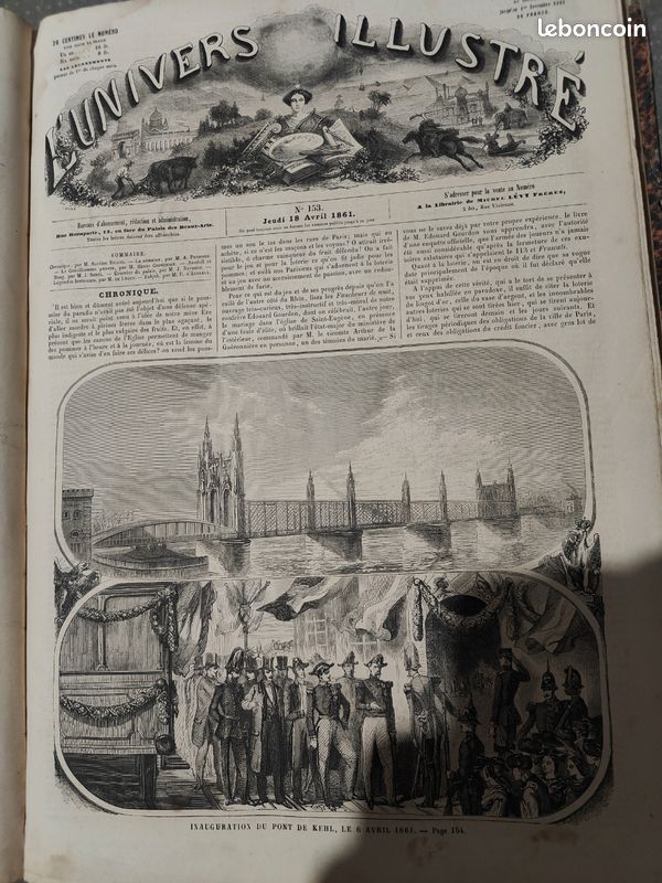 Grand livre ancien L'Univers Illustré 1861 (Tome 4) - Reliure d'époque & Gravures (image 2)