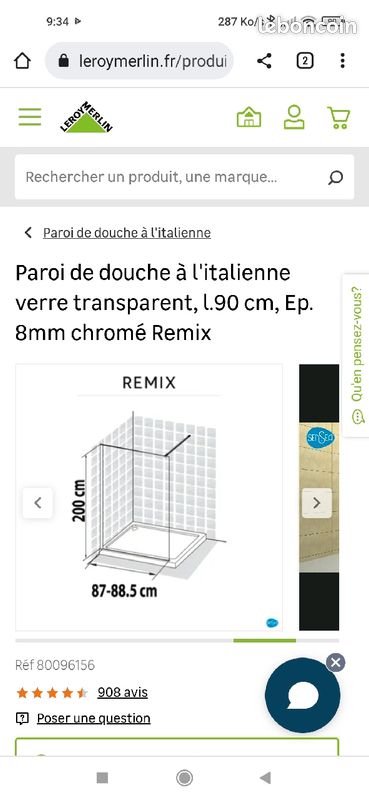 Paroie de douche à l'italienne neuve (image 3)