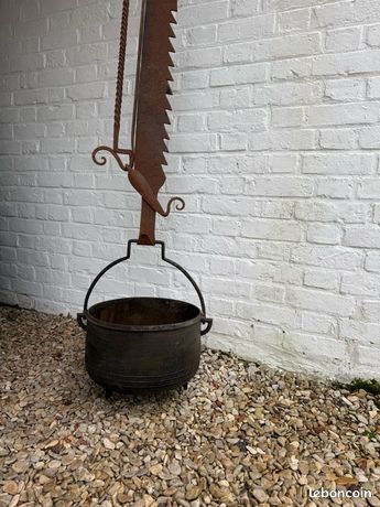 ANCIENNE CRÉMAILLÈRE DE cheminée en fer forgé 62-113 EUR 12,00