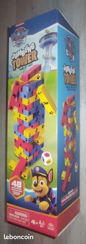 Tour Jenga Paw Patrol - Jeu D'Équilibre 48 Blocs + Dé - Enfant 4 Ans Et Plus