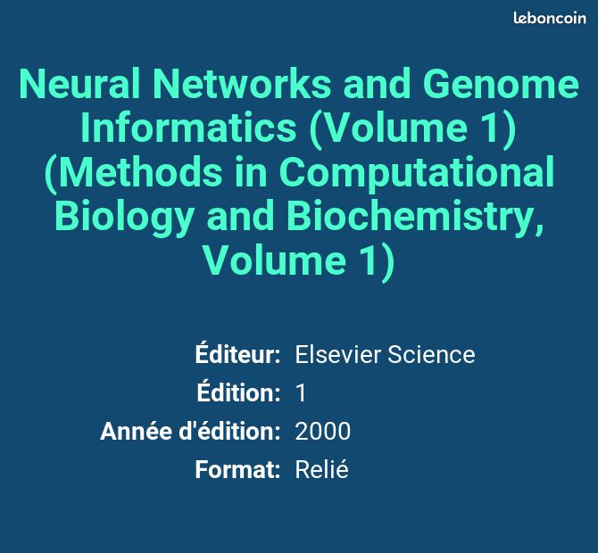 Neural Networks and Genome Informatics (Volume 1) (Methods in Computational Biology and Biochemis... (image 2)