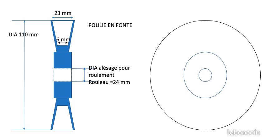 Poulie en fonte de tracteur tondeuse (image 1)