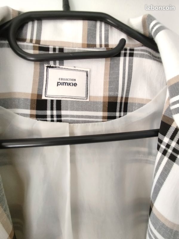Veste over size à carreaux beige Pimkie xs (image 3)