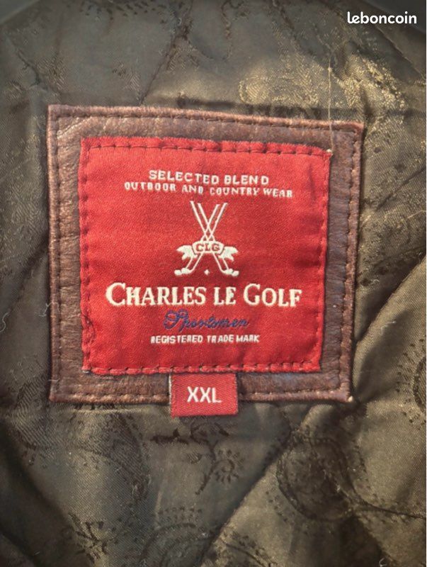 Blouson vintage Charles Le Golf – cuir de buffle – XXL – marron (image 3)