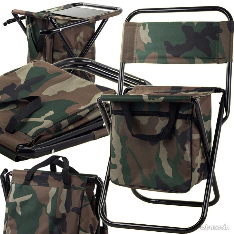 Chaise de pêche pliante avec un sac de camouflage Sport Plein air